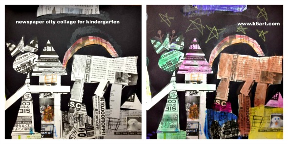 Newspaper City Collage for Kindergarten K 6 ArtK 6 Art
