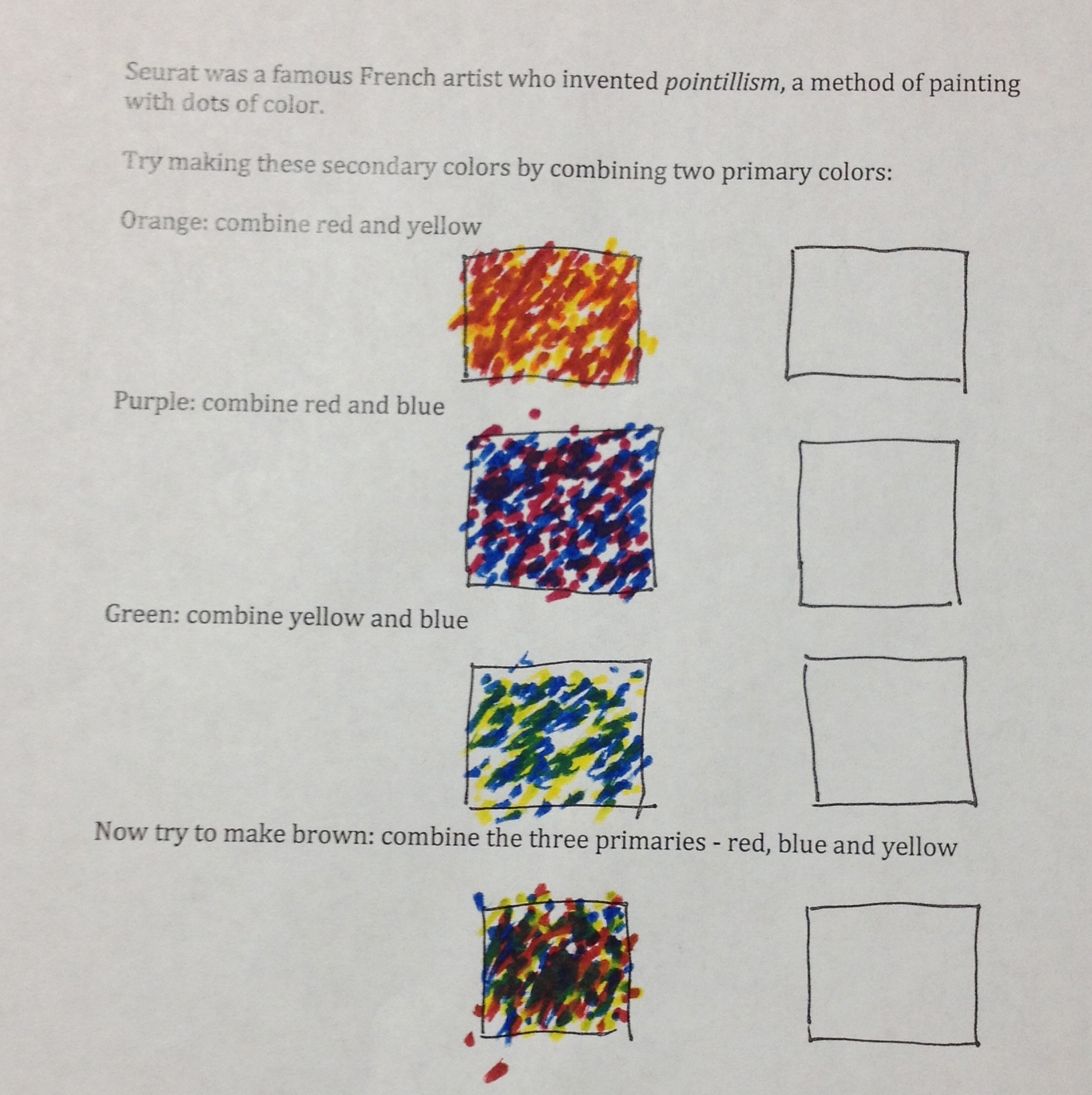 Printable Free Pointillism Worksheet