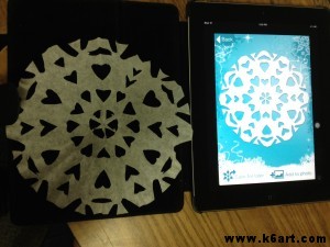 Matching paper and iPad snowflakes