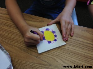 Wax pastels on unglazed tile