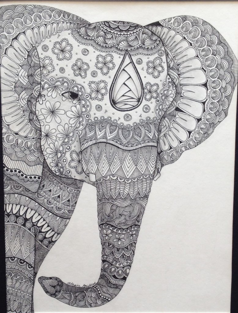 Zentangle Elephant by Alexis Griffith, Guajome Park Academy High School.