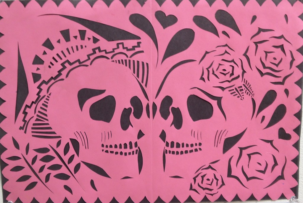 Dia de Los Muertos Cut Paper design by Lizeth Garcia, Torrey Pines High School.