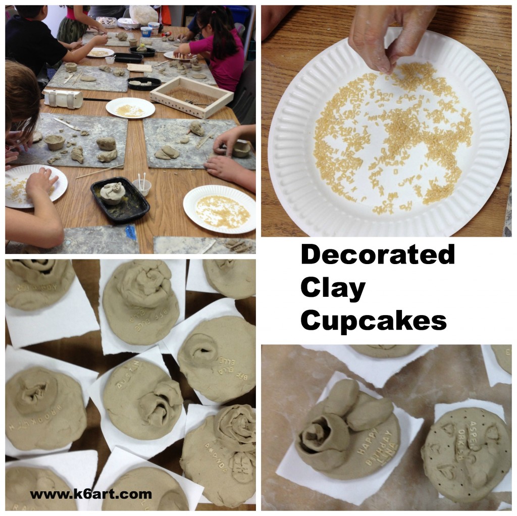 decorated clay cupcakes feature lettering and roses